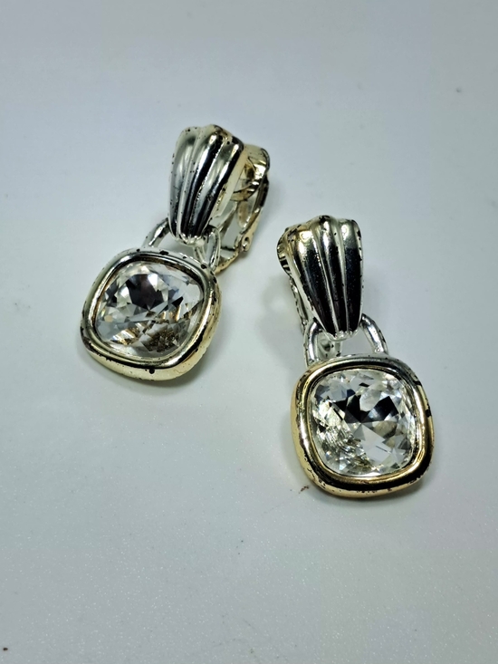 Swarovski Jewelry - Classic Swarovski Two-Tone Clear Crystal Drop Earrings